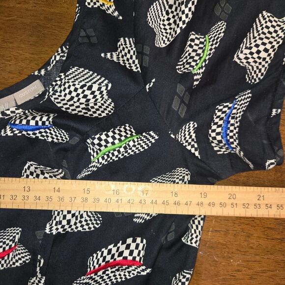 eShakti Custom Black Embroidered Hat Dress  Colorful All-over Fit & Flare - Picture 9 of 11